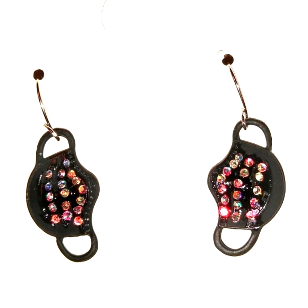 Face Mask Crystal Bling Earrings
